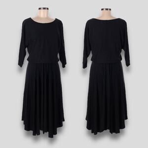 JOSEPH RIBKOFF CLASSIC CHIC STRETCH JERSEY KNIT LINED MIDI DRESS BLACK MEDIUM 8